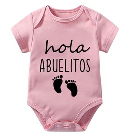 WOOYONGING Hola Abuelitos Spanish Pregnancy Announcement Infant Bodysuit for Grandparents Abuelo Abuela Gift Newborn Outfits