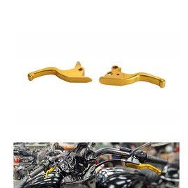 FVMOTO 3 Finger 5.9" CNC Shorty Hand Control Lever Kit Brake Clutch Levers Fit for Harley Softail Low Rider S Sport Glide Standard Street Bob 2015-2024(Gold)