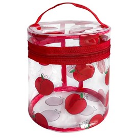 TotePrint Printed Flowers Clear Cylinder Travel Makeup Bag,Portable Waterproof Pouch with Handle Ideal for Women and Girl (Honey Peach 2)