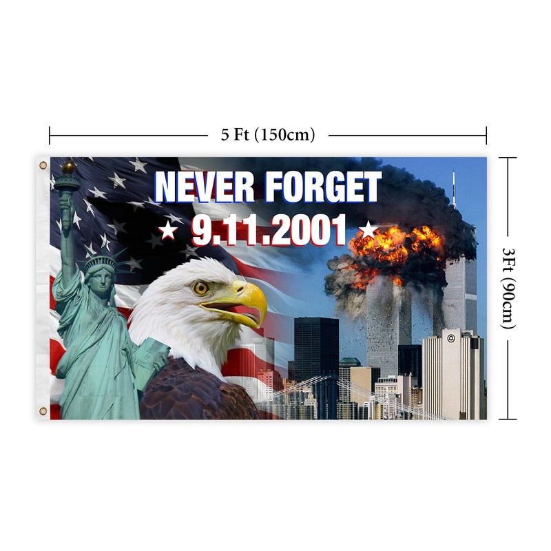 911 Never Forget Flag 3x5 Foot Outdoor Commemoration 9/11 Patriotic