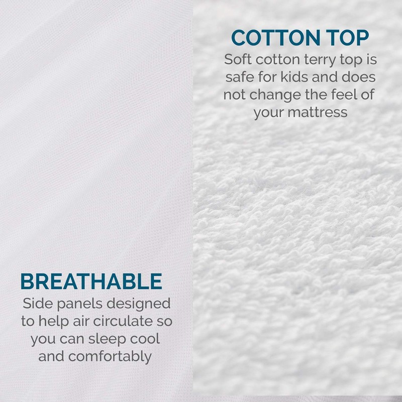 LUCID Premium Hypoallergenic 100% Waterproof Mattress Protector, Cotton Terry Top,