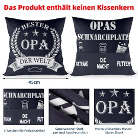 Rebundex Best Grandpa Gift Father's Day Gift for Grandpa Gift Birthday Father's Day Socks Keyring Greeting Cards Cushion Cover 45 x 45 cm