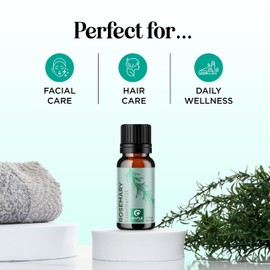Pure Rosemary Essential Oil for Aromatherapy - Undiluted Rosemary Oil for Hair Skin and Nails - Essential Oil for Diffusers Plus Hair Oil for Enhanced Shine Cleansing and Dry Scalp Treatment