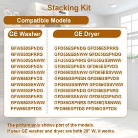 28 inch Washer Dryer Stacking Kit, Stacking Kit for GE Washer and Dryer Stack Bracket Kit, Fit For GE Washer GFW550 650 655 850 950 For GE Dryer GFD55 65 85 95