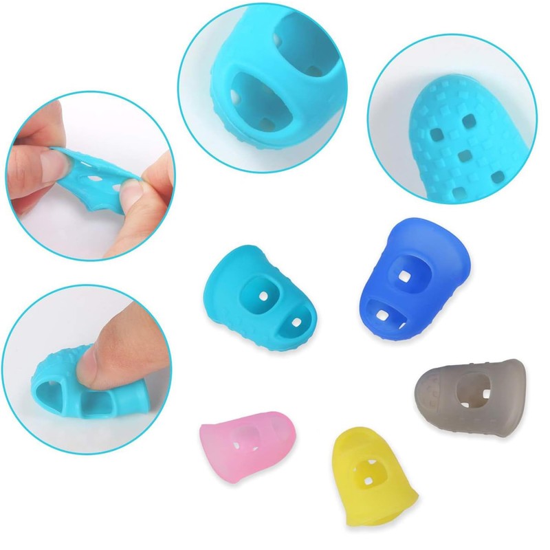 Rubber Finger Tips Guard, 30 Pieces in 10 Colors