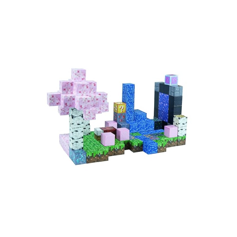 マインクラフト風積み木セット 150ピース + 4つのDIYキャラクター 桜島テーマセット 3Dパズル マインクラフト風おもちゃ 知育玩具 積み木 クリスマスギフト