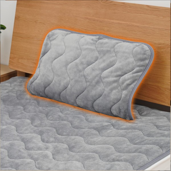 Pillow Pad, Winter, Warm, Pillowcase, 16.9 x 24.8 inches (43 x 63 cm), Ultra Fine Fiber, Heat-Storing Filling, Ultra Fine Texture, Thermal Flannel, 4-Layer Construction, Anti-Static, Washable, Antibacterial, Odor Resistant (Pillow Pad, Gray)