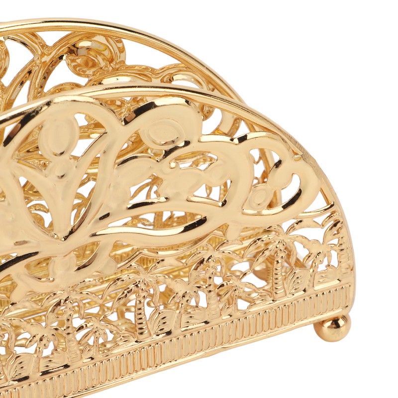 Napkin Holder Electroplating Hollow Iron Pattern Desktop Vertical Gold Metal