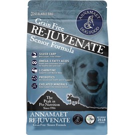 Annamaet Grain-Free Re-Juvenate Senior Formula Dry Dog Food, (Fresh Silver Carp & Turkey), 25-lb Bag, Brown