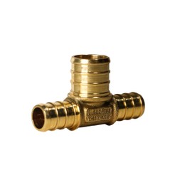 10 Pieces XFITTING 1/2" X 1/2" X 3/4" Pex Tee, Reducing Pex Tee, Brass, Pex B Crimp Version
