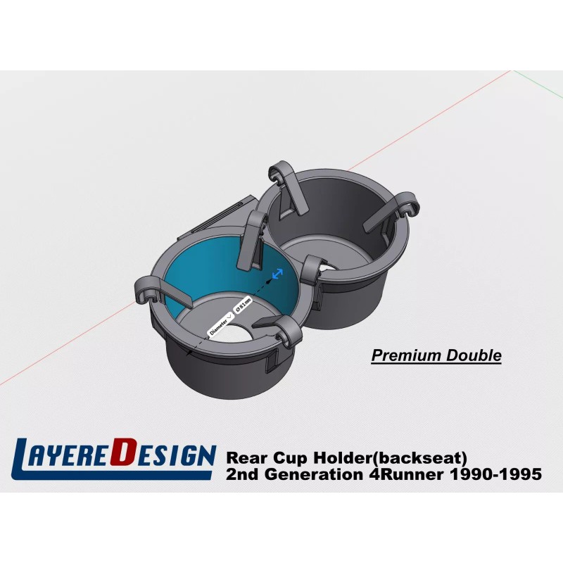 Toyota Rear(backseat) Double Cup Holder for 2nd Generation Toyota 4Runner