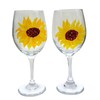 Yellow Sunflower Hand Painted Wine Glasses Set of 2 Fall