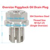 Dsnaduo M14.1-1.25 x 15mm Oversize Piggyback Oil Drain Plug, Stainless