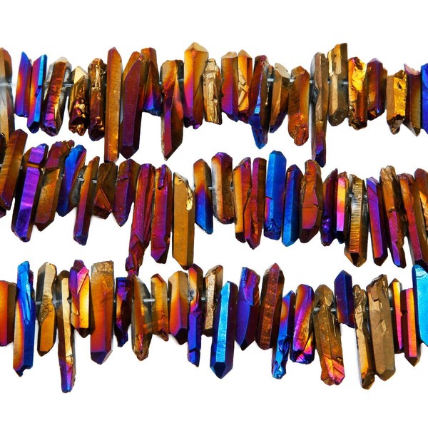 TUMBEELLUWA Rock Quartz Crystal Points Loose Beads for Jewelry Making,