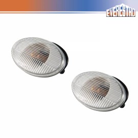 EVERESTHD 2Pcs Fit For Freightliner M2 106 112 Hood Lamp White With Yellow Bulbs 12V