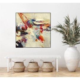 Giant Art Canvas  20x20 Positive Energy I Framed in Red