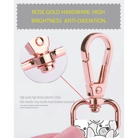 DANHRO Shoulder Purse Strap Replacement Adjustable 1.5" Wide Rose-Gold Buckle Crossbody Purse Strap Cute for Women Canvas Bag