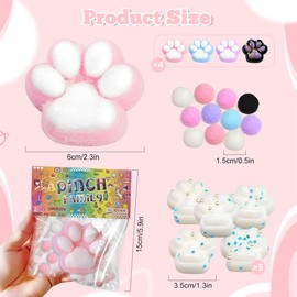 Pack of 4 Cat Paw Anti-Stress Balls, 5 Mini Squishy Cat Paw Set, Soft Cat Paws Squishy Toy, Cute Soft Cat Paw Squeeze Toys, Squishy Paw Toy for Anti-Stress and Anxiety Relief