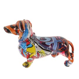 ORFOFE Colorful Dachshund Statue Modern Figurine for Home Office Decoration Unique Craft Animal Sculpture for Collectors Dog Lovers