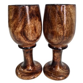 collectiblesBuy Vintage Rustic Wooden Wine Goblet Bar Drinkware Cup Wood Chalice Eco- Friendly Set of 2
