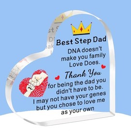 JETTOP Step Dad Birthday Gifts Bonus Dad Gifts Fathers Day Present Acrylic Plaque, Best Gifts for Stepdad, Chritmas Gifts Father Day Gift as Your Own