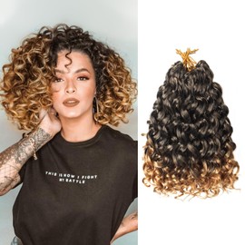 Ainimiu GoGo Curl Crochet Hair 8 Packs Short Curly Crochet Water Wave Braiding Hair Ocean Wave Crochet Hair for Black Women Synthetic Hair Extension (T27, 10inch)