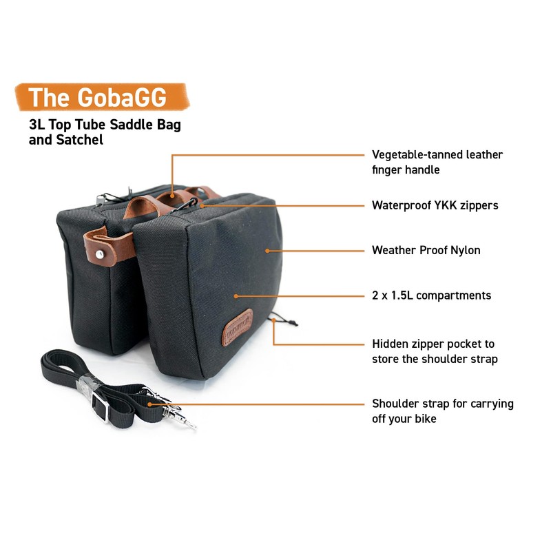 Oopsmark GobaGG - Bike Purse Bicycle Frame Bag With Strap