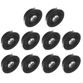 Sorfia 10 Pack 2 Inch LED Recessed Lighting, 1W 120LM Recessed LED Lights, Gimbal Adjustable Ceiling Lights Mini Spotlight Mini Spotlight Ceiling Light with Driver 110V (Cool White/Black, 1W/10 Pack)