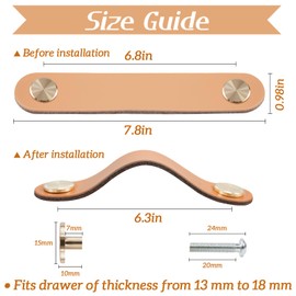 LEREATI 4pcs Leather Drawer Handles Drawer Knobs Kitchen Cupboard Handles Leather Drawer Pulls, Door Knobs for Cupboards, Wardrobe, Dresser, Closet (Green, 160mm Hole Center)