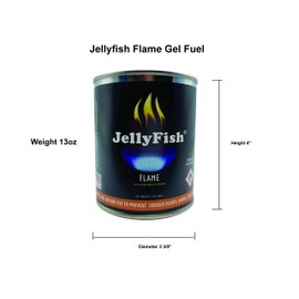 Real JELLYFISH Flame, 12 Cans (13 oz) Fireplace Gel Fuel Made in USA