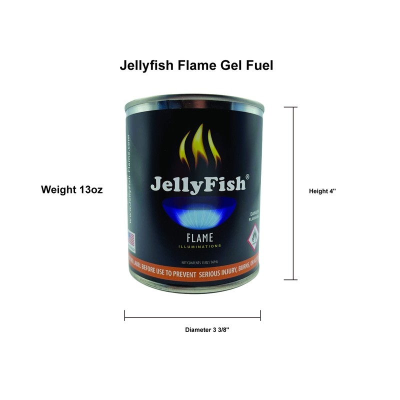 Real JELLYFISH Flame, 12 Cans (13 oz) Fireplace Gel Fuel
