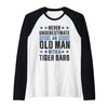 Old Man with a Tiger Barb Funny Raglan Baseball Tee