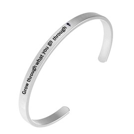 PLITI Inspiration Bracelets for Women Grow Through What You Go Through Bracelet Motivational Self Care Gift for Women (Grow Through)