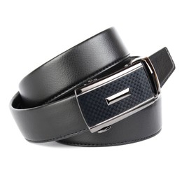 Anthoni Crown Single-sided stitched automatic leather belt, brand belt, modern men, classic style, black buckle, 35 mm wide, model 3AT10C, black