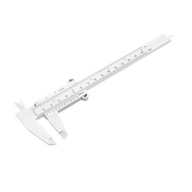 uxcell Vernier Caliper 150mm 6 Inch Metric Plastic Measuring Tool for Precision Measurements Outside Inside Depth White
