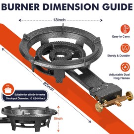 Llamaviva 90,000 BTU Portable Propane Burner Stove Cast Iron Single Burner for Outdoor Wok Cooking 0-20 PSI Adjustable Regulator & 4 ft Hose - Lightweight & Easy to Carry for Camping