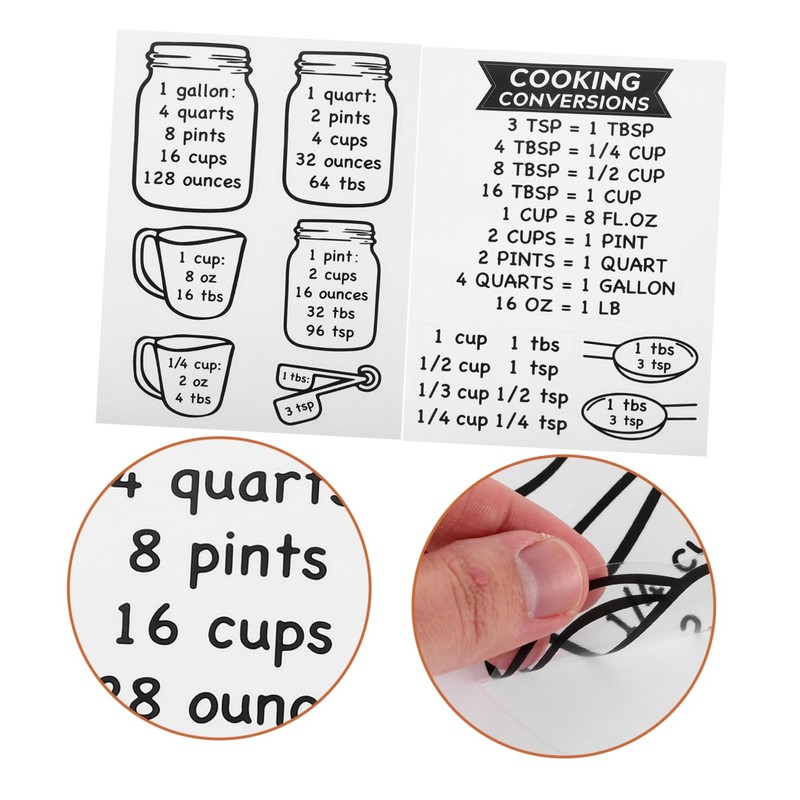 OHPHCALL Measuring 2pcs Kitchen Conversion Chart Cooking Baking Tools Ingredient