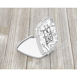 Caroline's Treasures CJ2007-NSCM Letter N Musical Note Letters Compact Mirror Decorative Travel Makeup Mirror for Women Girls Gifts Pocket Makeup Mirror Folding Handheld