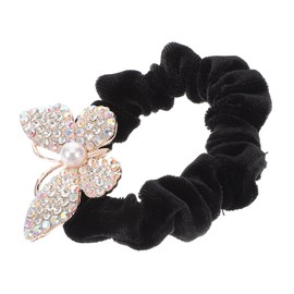Healvian Butterfly Hair Scrunchy Rhinestones Elegant Hair Tie for Women Comfortable Elastic Ponytail Holder for Casual Formal Accessory
