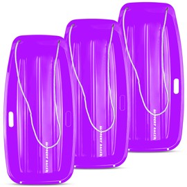 Slippery Racer Downhill Sprinter Flexible Kids Toddler Plastic Cold-Resistant Toboggan Snow Sled with Pull Rope and Handles -35 Inch (Purple, 3 Pack)