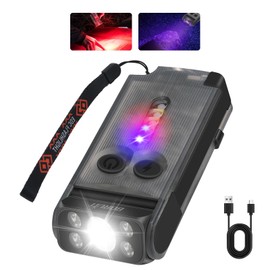 BORUIT V30 Rechargeable EDC Flashlight with 365nm Blacklight UV/Red Light, Bright Keychain Flashlights with Clip and Magnet, 180° Swivel Pocket Flash Light for Camping Emergencies