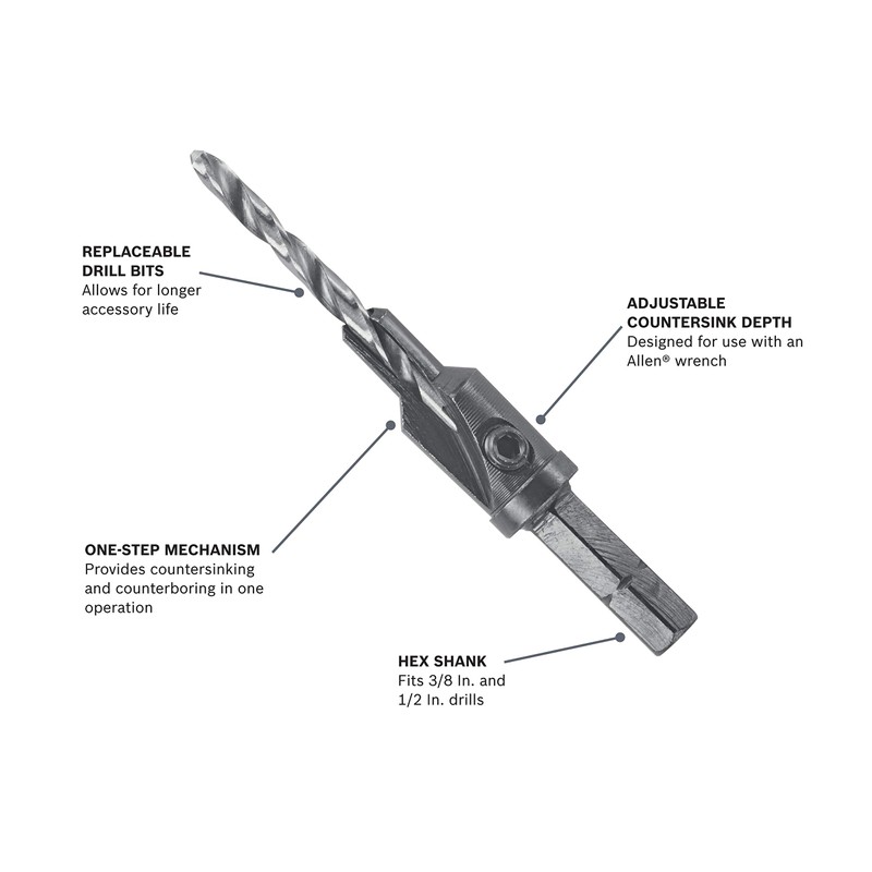 Bosch SP506#6 Hex Shank Countersink Drill Bit