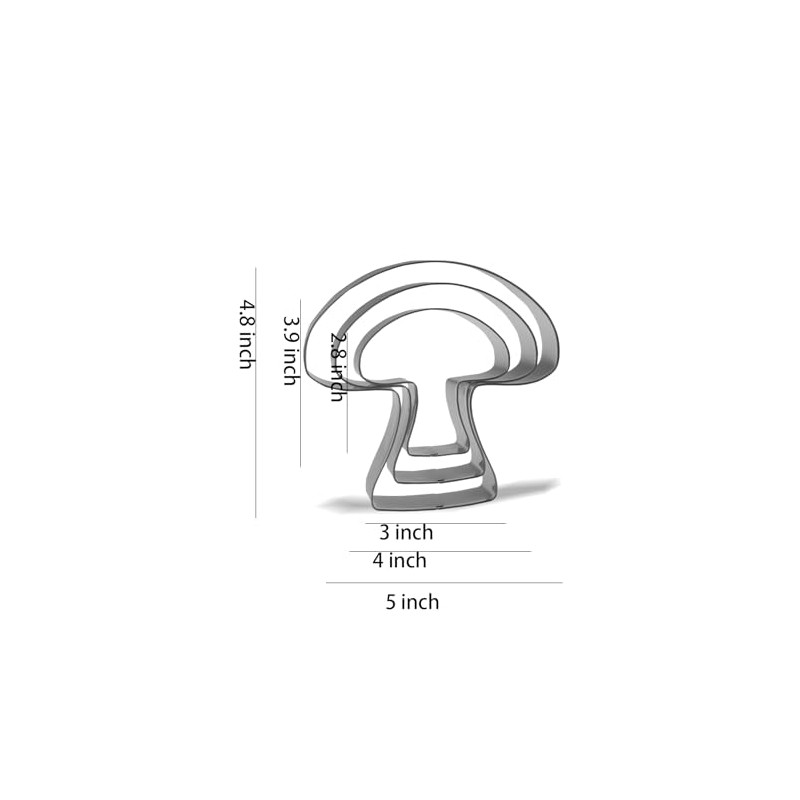 Keewah Mushroom Cookie Cutter Set - 5”,4”,3” - 3 Piece