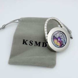 KSMD Purse Hooks for Table and Bars,Portable Purse Hanger Organizers Hooks Handbag Holder Pocketbook Holder Bag Storage for Desk Bag Hook,Foldable Folding Table Hook Hanger (Butterfly 02)