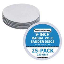 Precision Defined Circular Sander Pads 220 Grit – Hook & Loop Sandpaper Discs, Orbital Sander Pads, Sanding Discs, Drywall Sandpaper, Drywall Mesh, Sanding Paper for Floor Buffers, 25 PCS, 9 inch