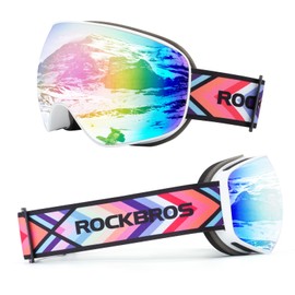 ROCKBROS Ski Goggles, Snowboard Goggles for Men, Women, Kids, Youth, UV Protection Anti-Fog Skiing Goggle, Compatible Helmet Myopic Glasses, Wind Protection