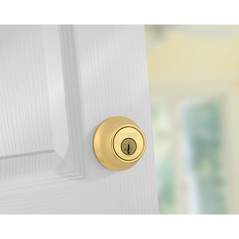 Weiser Elements Brass Round Deadbolt Lock, ANSI/BHMA Grade 3 Certified
