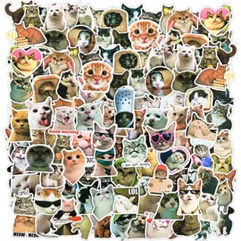 Ouligay 100Pcs Funny Cat Stickers Set Waterproof Vinyl Stickers Cat Decals Kawaii Stickers for Cat Lovers Water Bottle Scrapbook Phone