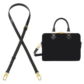 Genuine Vachetta Leather Purse Straps Replacement Crossbody, Adjustable Bag Strap Shoulder Strap for L V Speedy,Pochette,Alma and Noe Handbag Accessories,Width:0.6in/Length:47.6in,Black
