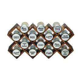 Kamenstein 10 Jar Criss-Cross 2-in-1 Spice Organizer for Countertop or Wall with Spices Included, FREE Spice Refills for 5 Years, Gray Wash Bamboo with Metal Caps